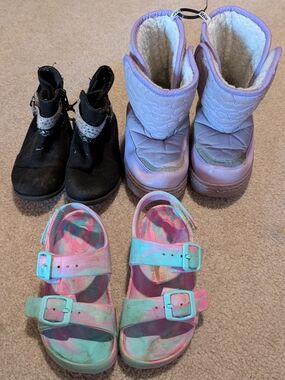 Target Kids Boots and Sandals Lot - Purple, Black, Pink, Teal